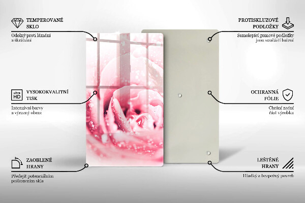Protection pour plaque de cuisson Gouttes de rosée et fleur rose