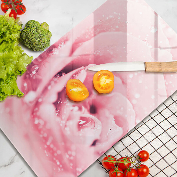 Protection pour plaque de cuisson Gouttes de rosée et fleur rose