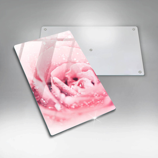 Protection pour plaque de cuisson Gouttes de rosée et fleur rose