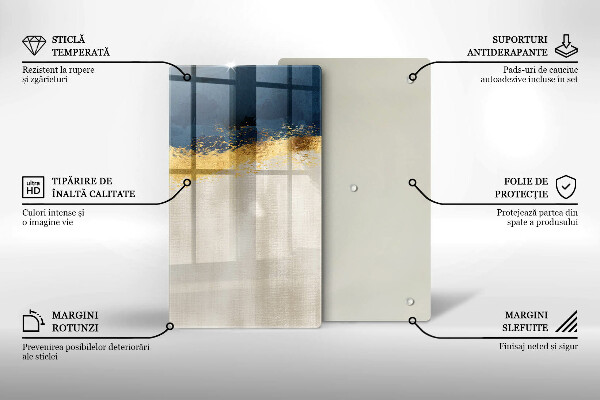 Planche à découper verre Abstraction de l'or