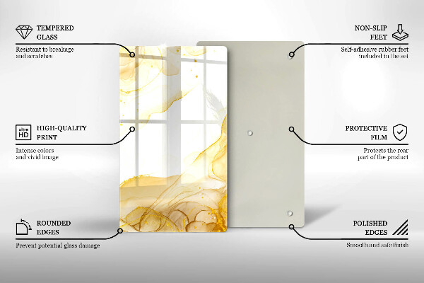 Planche à découper verre Abstraction dorée