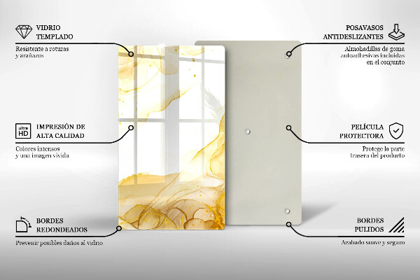 Planche à découper verre Abstraction dorée