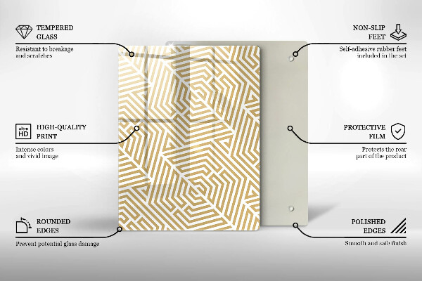 Planche à découper verre Abstraction dorée