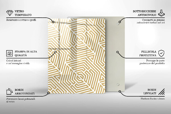 Planche à découper verre Abstraction dorée