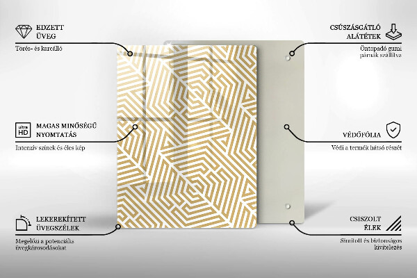 Planche à découper verre Abstraction dorée