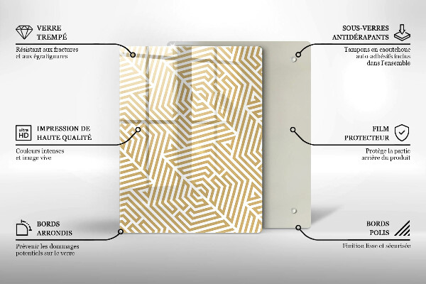 Planche à découper verre Abstraction dorée