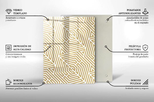 Planche à découper verre Abstraction dorée