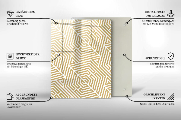 Planche à découper verre Abstraction dorée