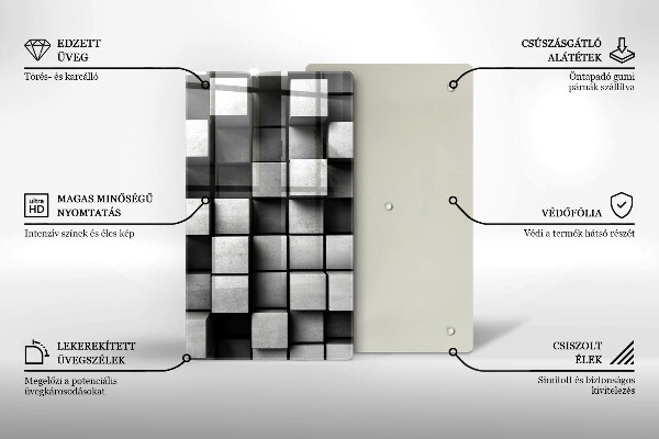 Planche à découper verre Carrés 3D abstraits