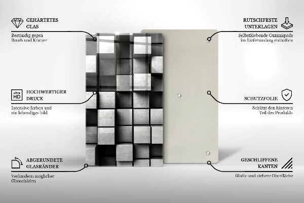 Planche à découper verre Carrés 3D abstraits