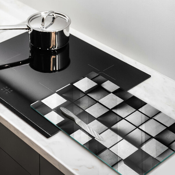 Planche à découper verre Carrés 3D abstraits