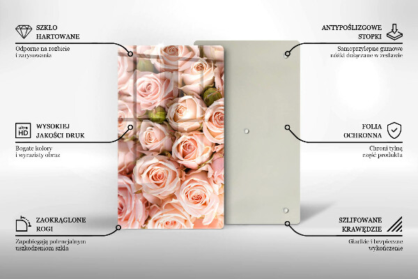 Planche à découper verre Bouquet de roses délicates