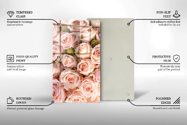 Planche à découper verre Bouquet de roses délicates