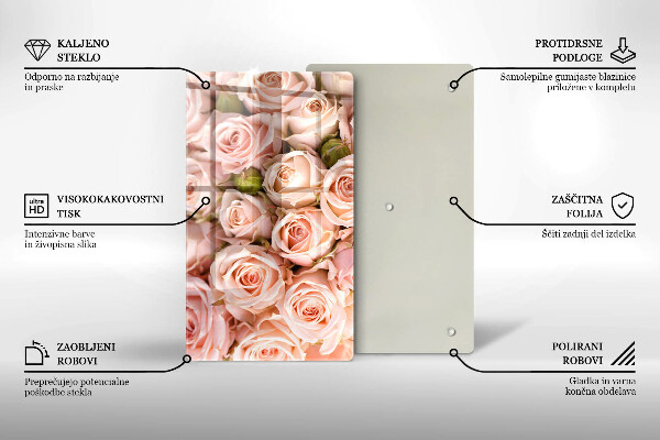 Planche à découper verre Bouquet de roses délicates