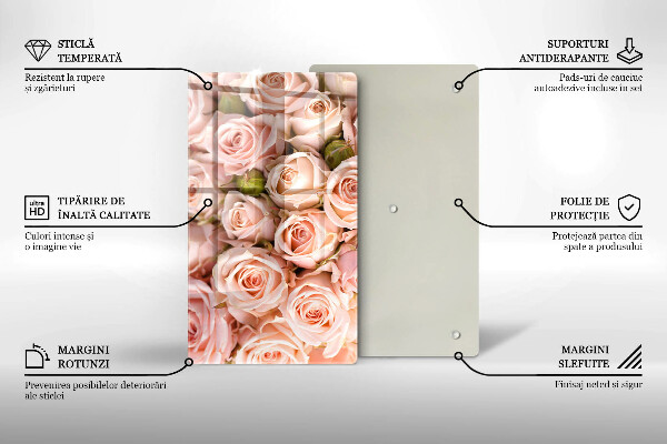 Planche à découper verre Bouquet de roses délicates