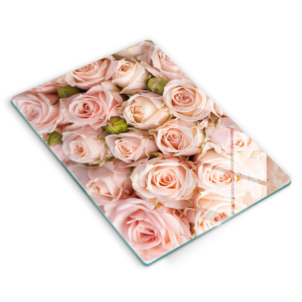Planche à découper verre Bouquet de roses délicates