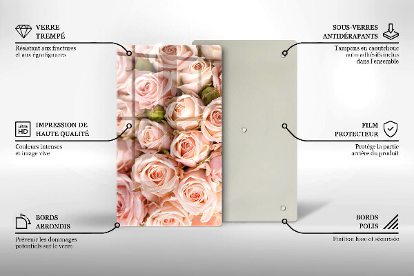 Planche à découper verre Bouquet de roses délicates