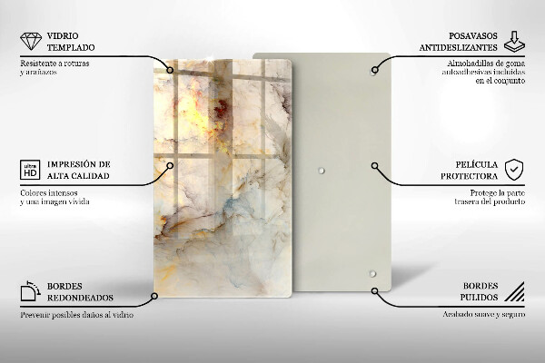 Protection pour plaque de cuisson Texture de marbre avec de l'or