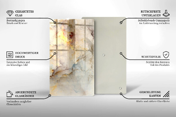 Protection pour plaque de cuisson Texture de marbre avec de l'or