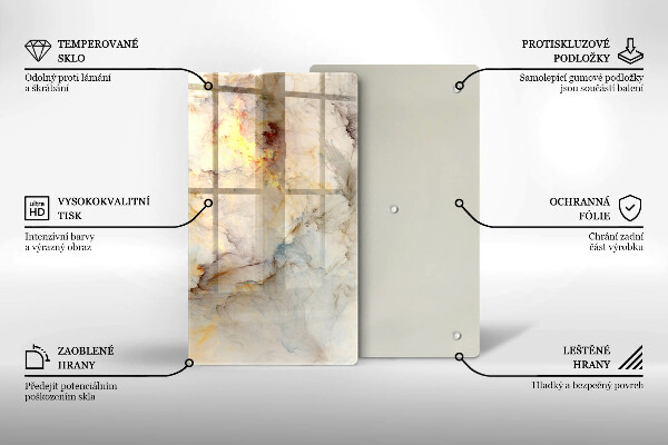 Protection pour plaque de cuisson Texture de marbre avec de l'or