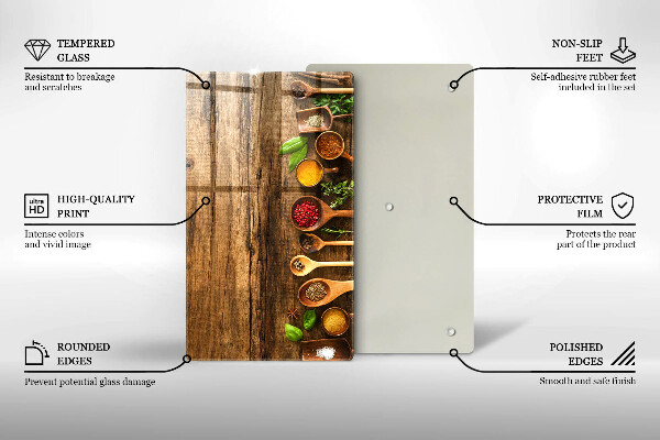 Planche à découper verre Cuillères en bois d'épices