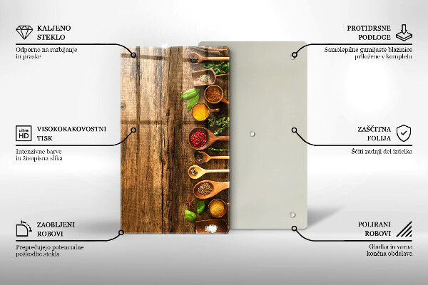 Planche à découper verre Cuillères en bois d'épices