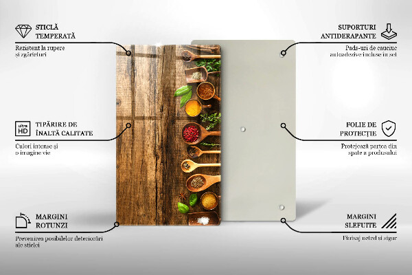 Planche à découper verre Cuillères en bois d'épices