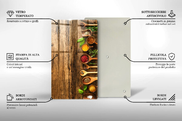 Planche à découper verre Cuillères en bois d'épices