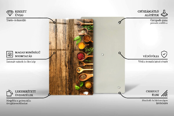Planche à découper verre Cuillères en bois d'épices