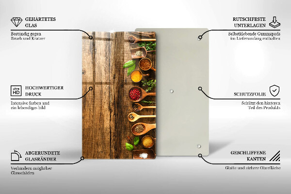 Planche à découper verre Cuillères en bois d'épices