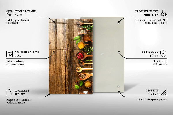 Planche à découper verre Cuillères en bois d'épices