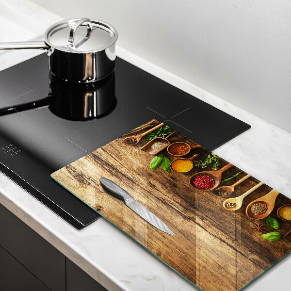 Planche à découper verre Cuillères en bois d'épices