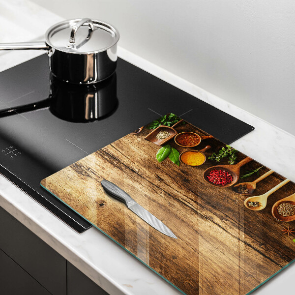 Planche à découper verre Cuillères en bois d'épices