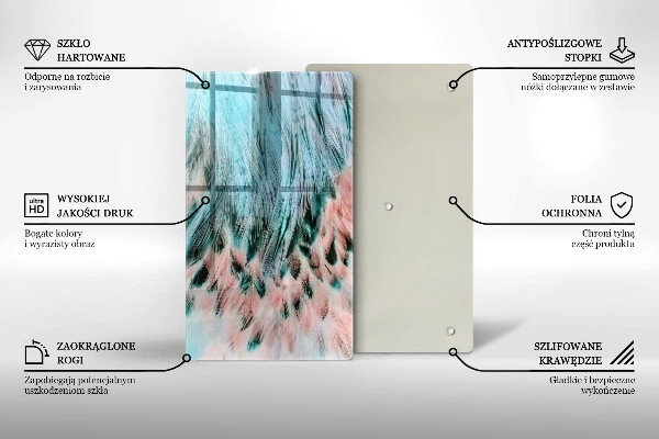 Planche à découper verre Plumes d'oiseaux bohèmes