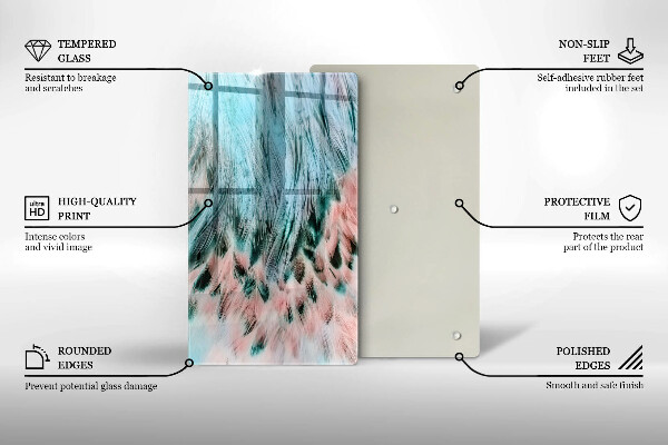 Planche à découper verre Plumes d'oiseaux bohèmes