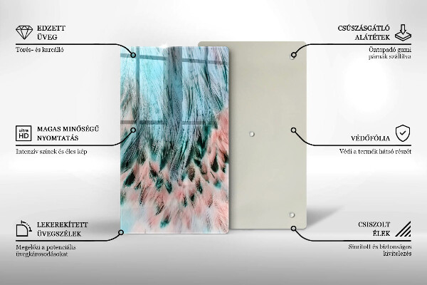 Planche à découper verre Plumes d'oiseaux bohèmes