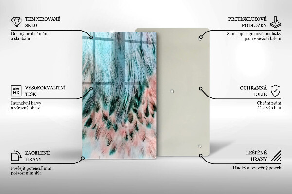 Planche à découper verre Plumes d'oiseaux bohèmes