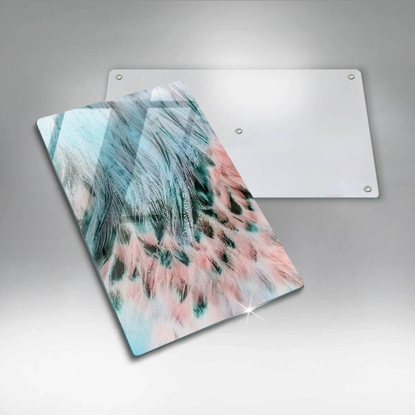 Planche à découper verre Plumes d'oiseaux bohèmes