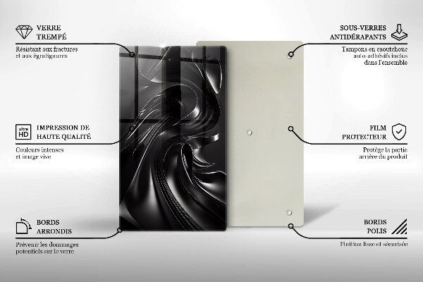 Protection pour plaque de cuisson Messe noire abstraite
