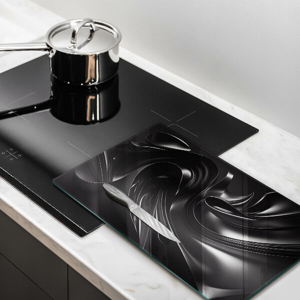 Protection pour plaque de cuisson Messe noire abstraite