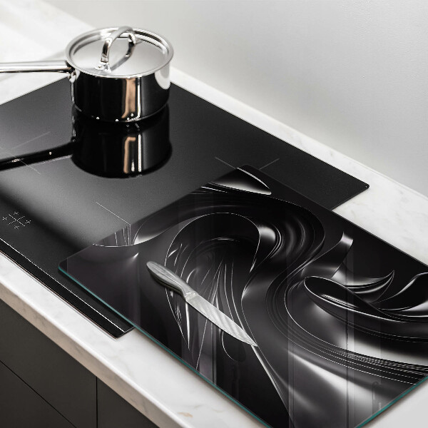 Protection pour plaque de cuisson Messe noire abstraite