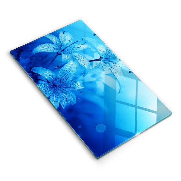 Protection pour plaque de cuisson Fleurs bleues