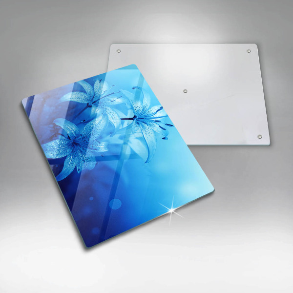 Protection pour plaque de cuisson Fleurs bleues