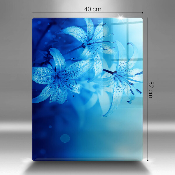 Protection pour plaque de cuisson Fleurs bleues