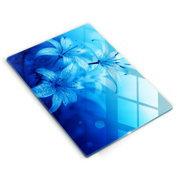 Protection pour plaque de cuisson Fleurs bleues