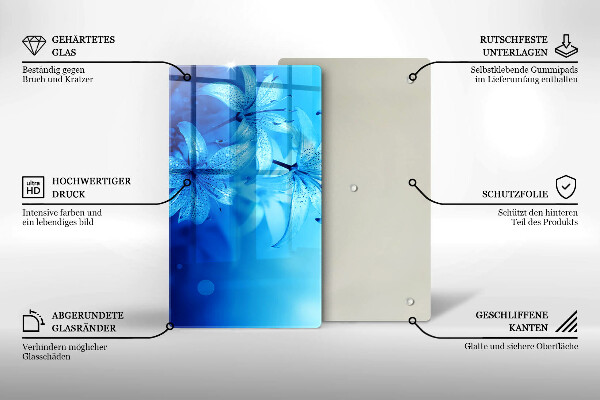 Protection pour plaque de cuisson Fleurs bleues