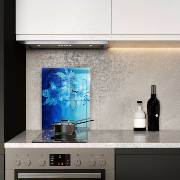 Protection pour plaque de cuisson Fleurs bleues