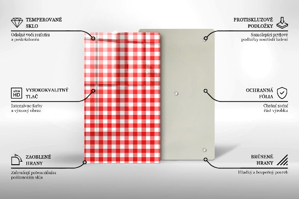 Protection pour plaque de cuisson Motif à carreaux rouge et blanc