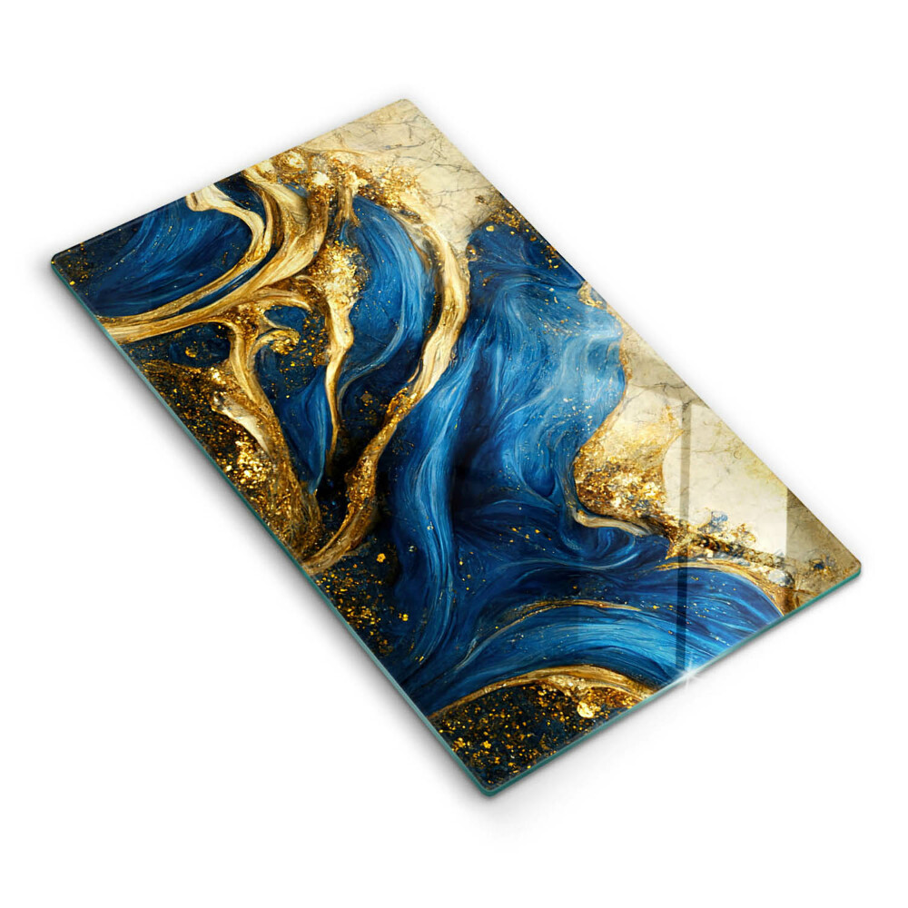 Protection pour plaque de cuisson Marbre bleu et or