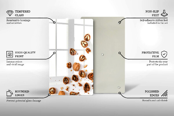 Protection pour plaque de cuisson Noix sur fond blanc